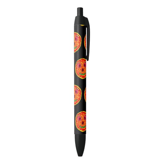 Stylo Noir Conception d'illustration de visage de pizza souri (Bas (Vertical))