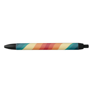 Stylo Noir Conception d'ondes de style rétro multicolore