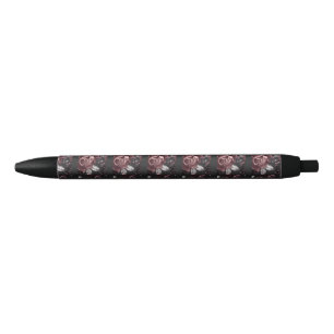 Stylo Noir Conception florale de rose romantique noire élégan