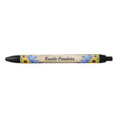 Stylo Noir Conception florale de tournesol rustique (Devant)