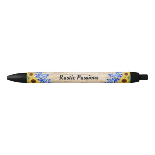 Stylo Noir Conception florale de tournesol rustique (Devant)
