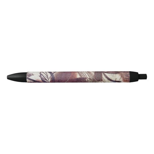 Stylo Noir Conception florale marron abstraite 1 (Devant)