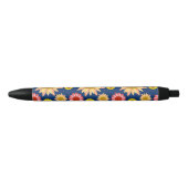 Stylo Noir Conception multicolore de tournesols (Devant)