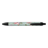 Stylo Noir Conception vintage de fleurs vertes (Dos)