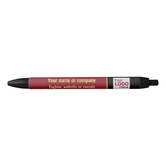 Stylo Noir Conférence Rouge foncé avec texte doré en fausse d (Devant)