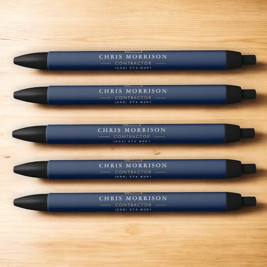 Stylo Noir Construction de bâtiments Bleu Nuit Or