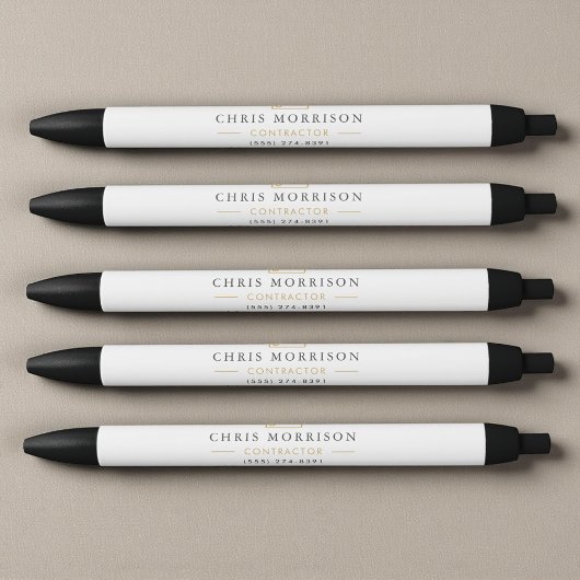 Stylo Noir Construction de bâtiments Or Blanc