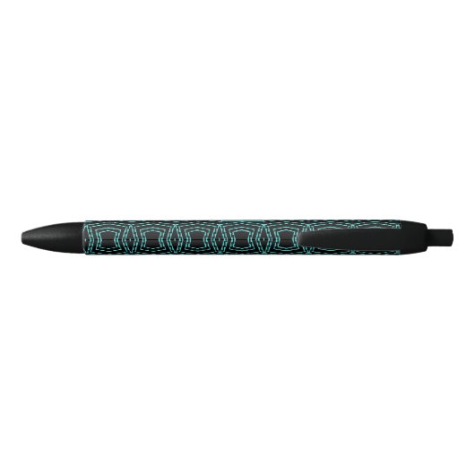 Stylo Noir Cool Black and Blue Jagged ZigZag Pattern Monogram (Dos)