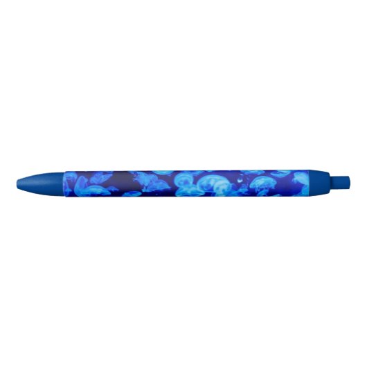 Stylo Noir Cool Electric Blue Jellyfish en Deep Blue Sea (Devant)