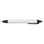 Stylo Noir Cool rose Tropical Flamingo Patte sur blanc (Bas)