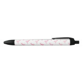 Stylo Noir Cool rose Tropical Flamingo Patte sur blanc (Haut)