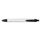 Stylo Noir Cool rose Tropical Flamingo Patte sur blanc (Dos)