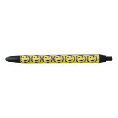 Stylo Noir Cool Sardé Joyeux visage souriant motif jaune (Devant)
