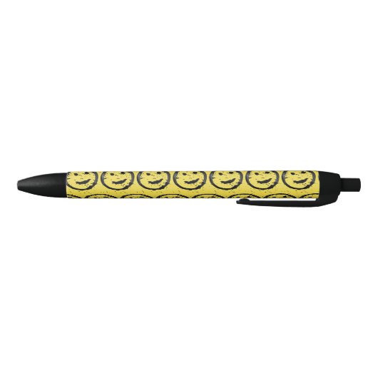Stylo Noir Cool Sardé Joyeux visage souriant motif jaune (Bas)
