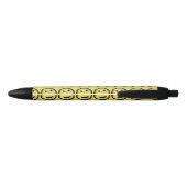 Stylo Noir Cool Sardé Joyeux visage souriant motif jaune (Dos)