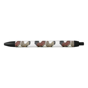 Stylo Noir Coqs nains de D'Uccle : Mille Fleur