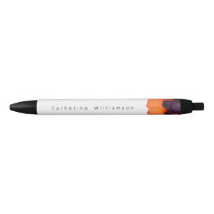Stylo Noir Coquelicot orange rouge élégant personnalisé
