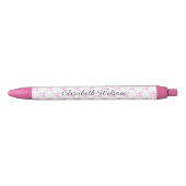 Stylo Noir Coquette élégante Bow rose Nom du script Monogramm (Devant)