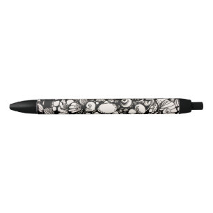 Stylo Noir coquillages et cailloux