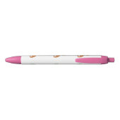 Stylo Noir Corgi avec le papillon dans le rose (Dos)