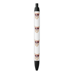Stylo Noir Corgi Souriant Avec Lunettes De Soleil