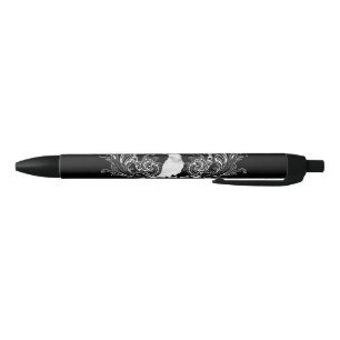 Stylo Noir Corneille et fleurs impressionnantes
