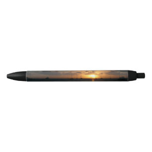 Stylo Noir Coucher de soleil avec voiliers Paysage tropical P