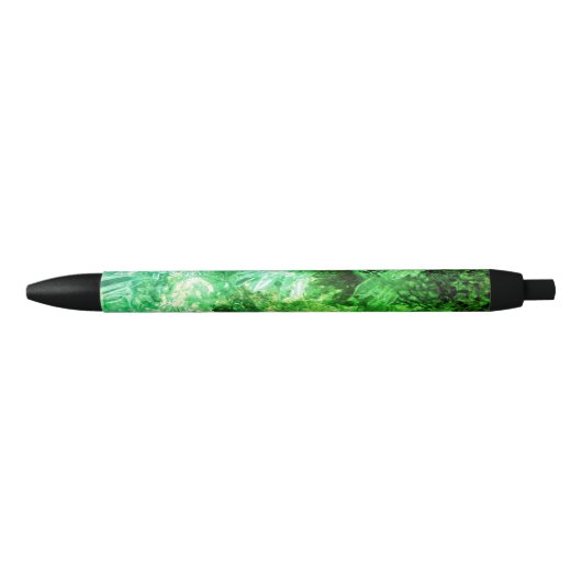 Stylo Noir Couches de cristaux verts (Devant)