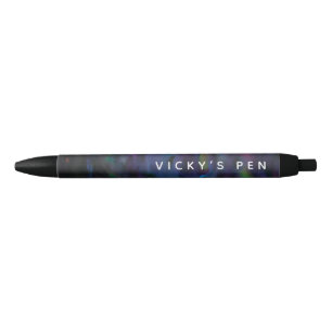 Stylo Noir Couleur d'eau fumée abstraite personnalisée et amu