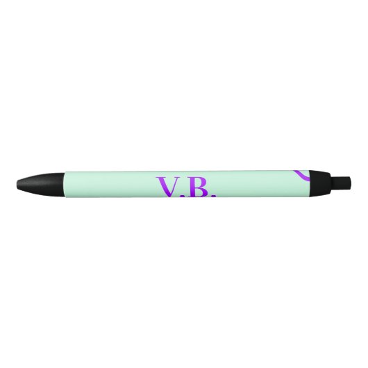 Stylo Noir Couleur unie simple ajouter un nom texte monogramm (Devant)