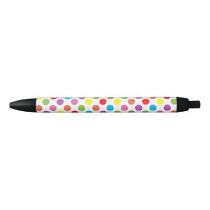 Stylo Noir Couleurs arc-en-ciel pois