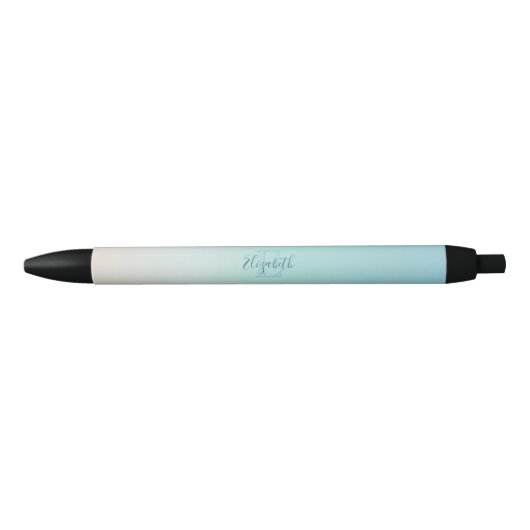 Stylo Noir Couleurs de plage dégradées | Monogramme minimal (Devant)