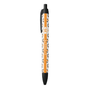 Stylo Noir couleurs d'équipe noir orange nom de joueur de vol