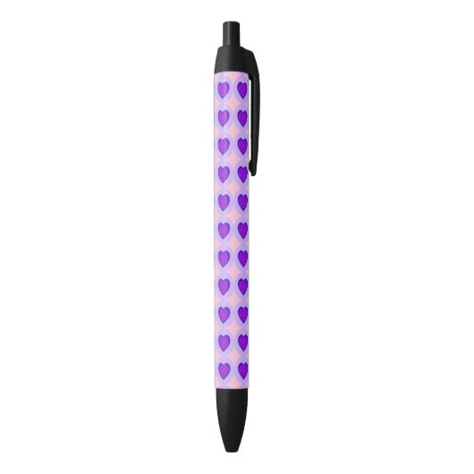 Stylo Noir Couleurs pastel & coeurs violets battre (Bas (Vertical))