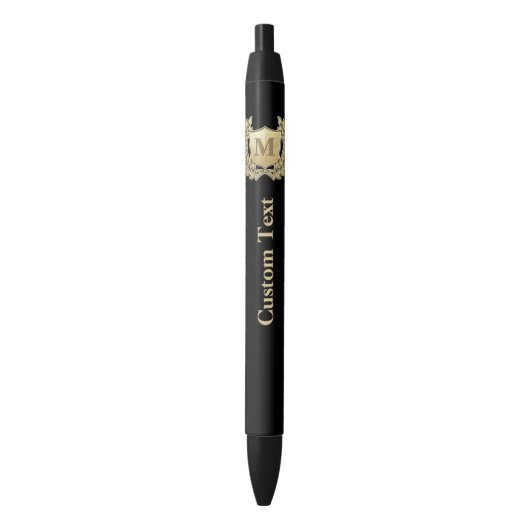 Stylo Noir Couronne avec bouclier (devant Vertical)