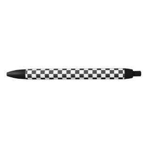 Stylo Noir Courses d'automobiles/motif d'échecs + votre