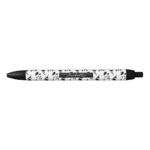 Stylo Noir Coutume Retour à l'école dortoir noir blanc floral