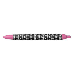 Stylo Noir crâne effrayant sur fond noir