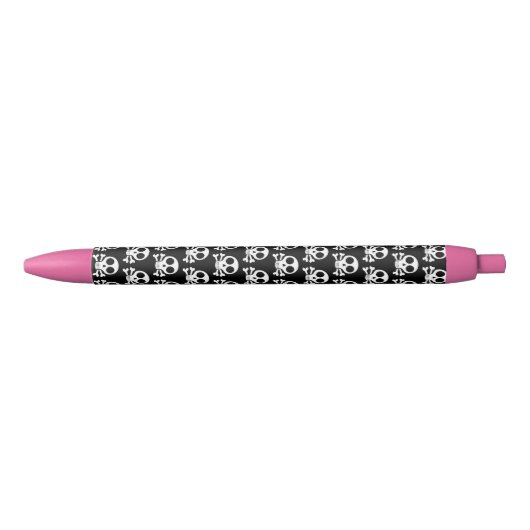 Stylo Noir crâne effrayant sur fond noir (Devant)