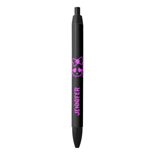 Stylo Noir Crâne girly rose d'emo avec l'arc (devant Vertical)