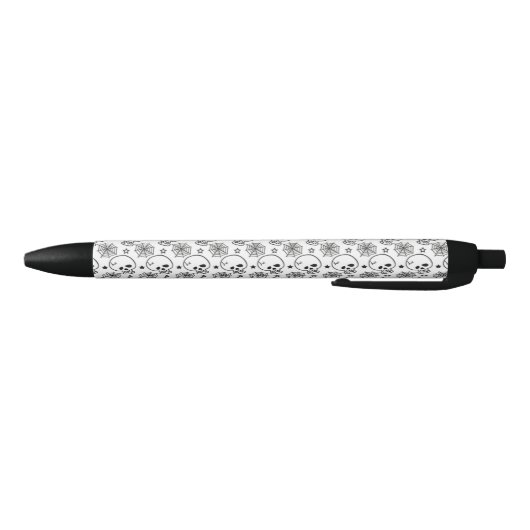Stylo Noir Crânes d'Halloween et araignées (Bas)