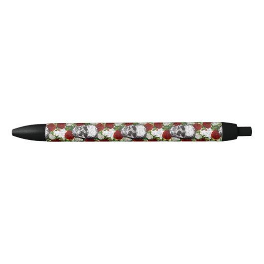 Stylo Noir Crânes et roses (Devant)