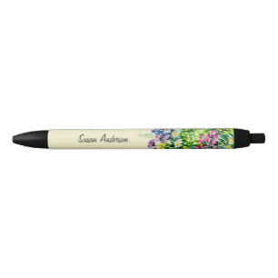 Stylo Noir Crayon fleur sauvage coloré