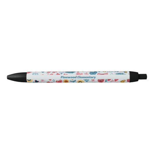 Stylo Noir Crayon Pastel Coeur & Fleurs (Devant)