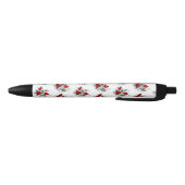 Stylo Noir Croissant mécanique avec roses rouges (Bas)