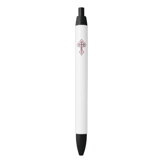Stylo Noir Croix chrétienne (devant Vertical)