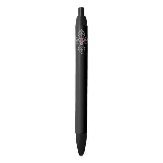 Stylo Noir Croix chrétienne (devant Vertical)