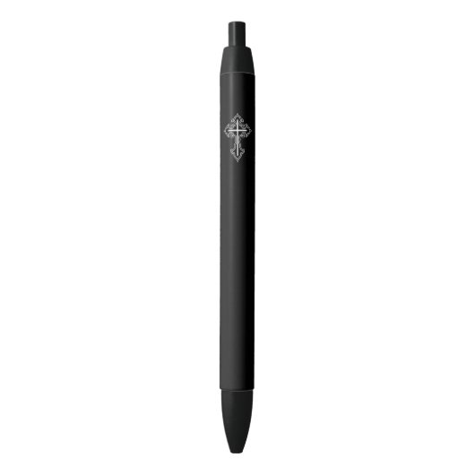 Stylo Noir Croix chrétienne (devant Vertical)