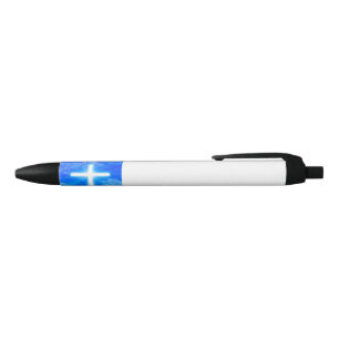 Stylo Noir Croix de chrétien personnalisable de Jésus-Chris