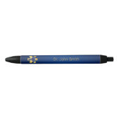 Stylo Noir Croix d'or bleu Médicale 3D Caduceus (Devant)